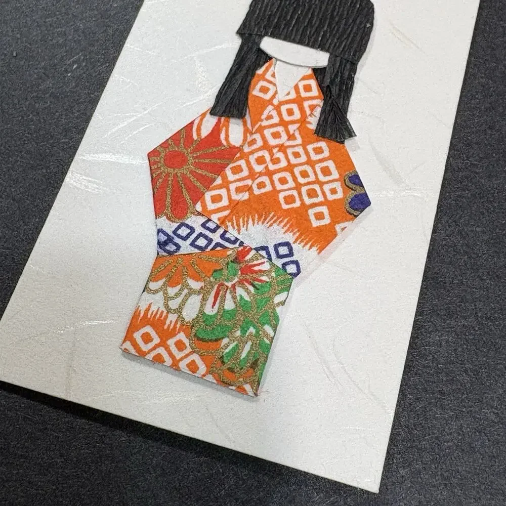 Handmade Japanese Bookmarks Set Of 3 Kimono Origami Paper Shiori Dolls in Pocket
